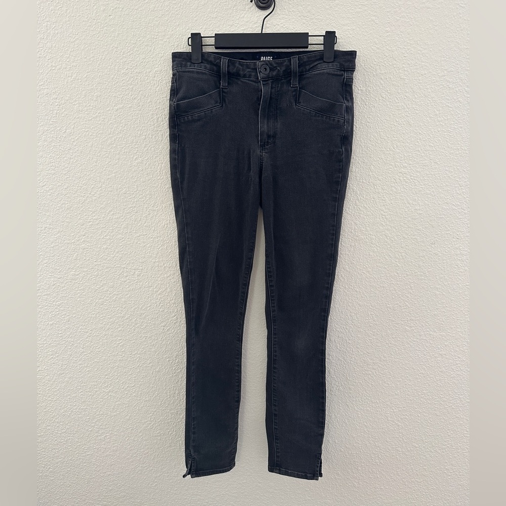 Paige‎ Denim Skinny Jeans Black Fog Split hem size 27
